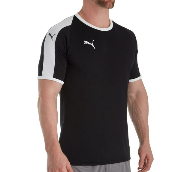 Men's Puma 703417 LIGA Core Short Sleeve Performance Jersey T-Shirt (Puma Black 2XL)