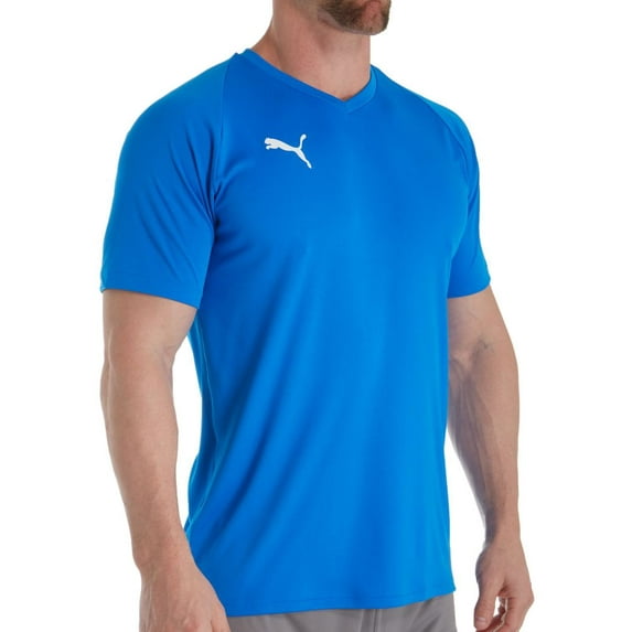 Men's Puma 703509 LIGA Core Performance Jersey T-Shirt (Electric Blue Lemonade XL)