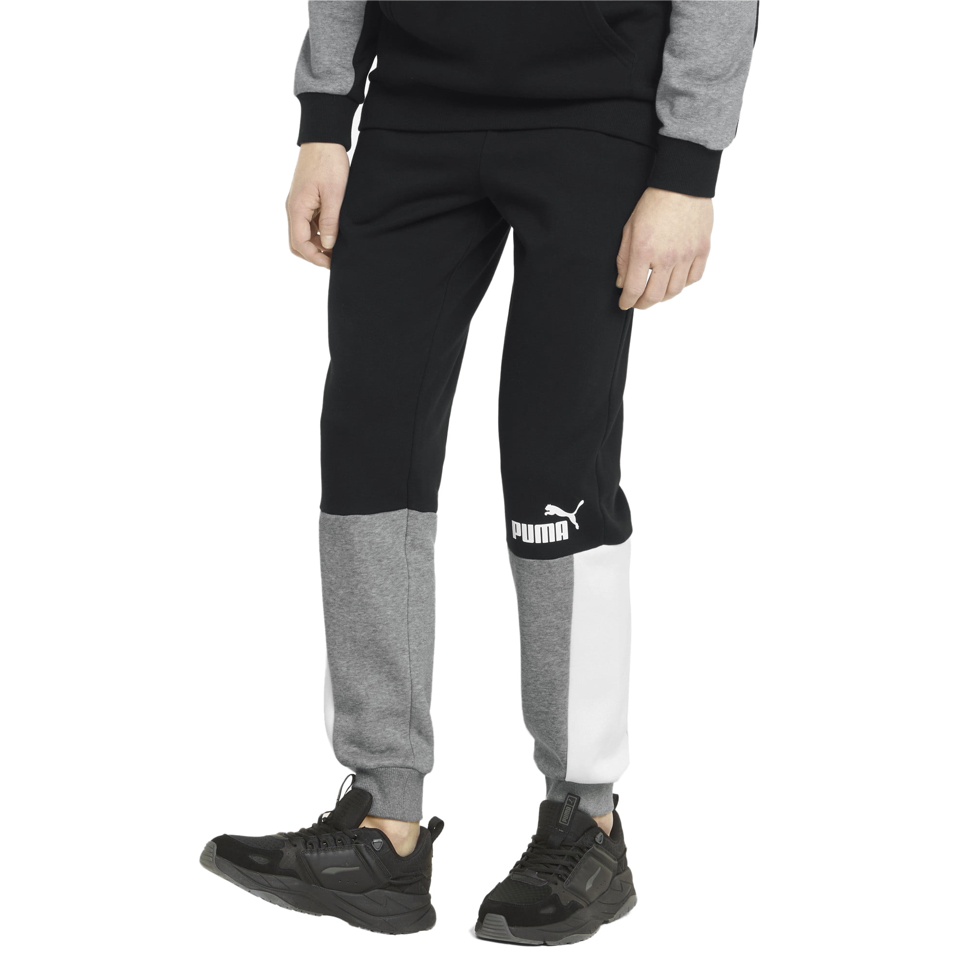 Men's Puma Black/White/Gray ESS+ Block Sweatpants S Walmart