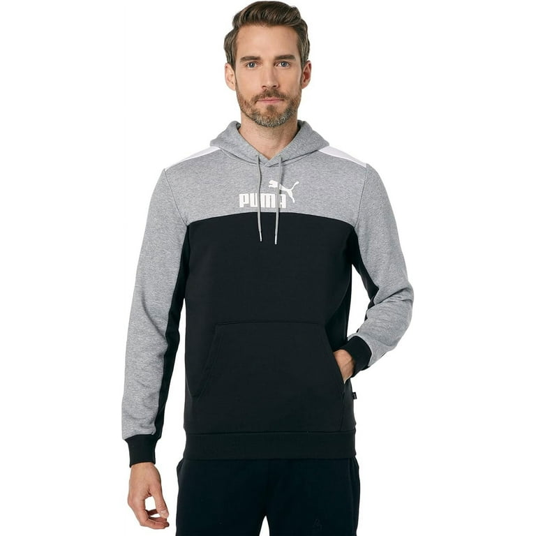 Men s Puma Cotton Black Essential Block Pullover Hoodie 4XL