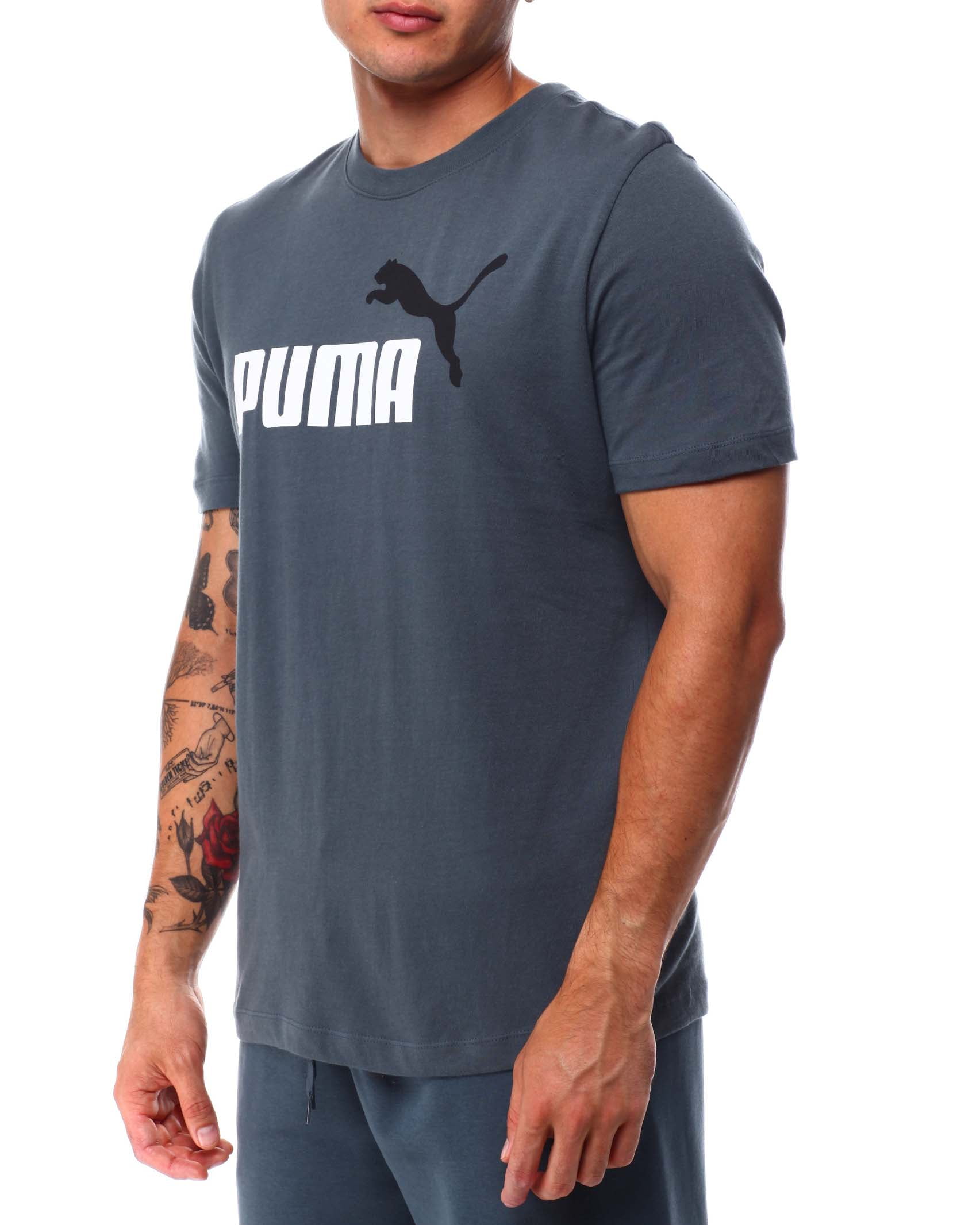 Men\'s Puma Dark Slate ESS 2 Col Logo T-Shirt - L