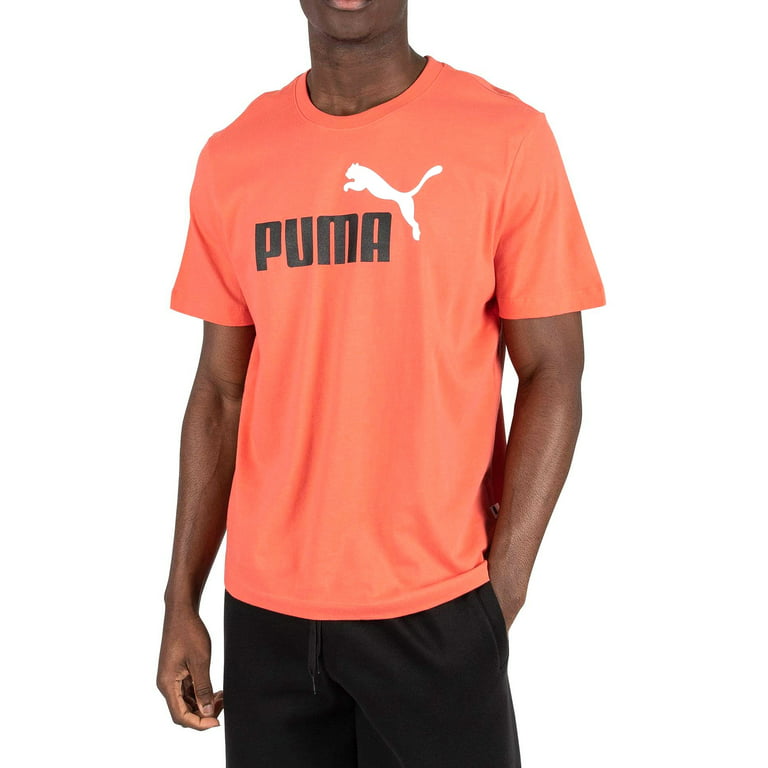 Men\'s Puma Fiery Coral/Black-White ESS T-Shirt Logo - L