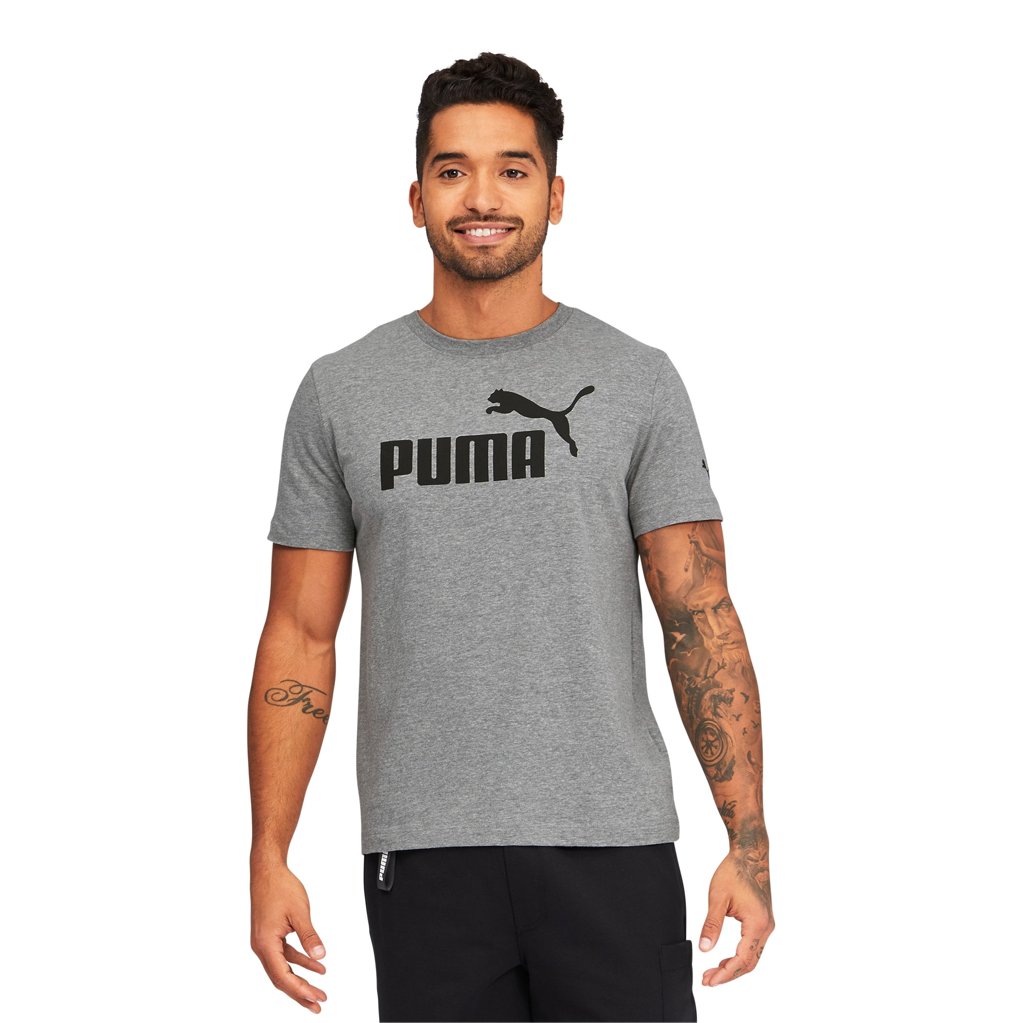 Gray Men\'s Puma Logo Medium - T-Shirt Heather ESS XS