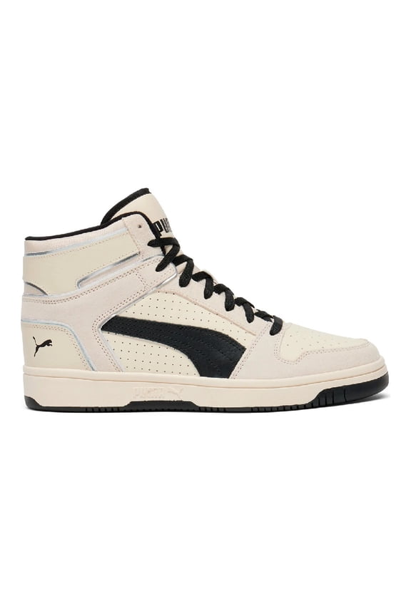 Men's Puma Rebound Layup Suede Piping Alpine Snow-Black-Silver (406347 01) - 10