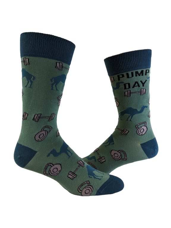 Men's Pump Day Socks Funny Camel Gym Workout Fitness Free Weights Novelty Footwear
