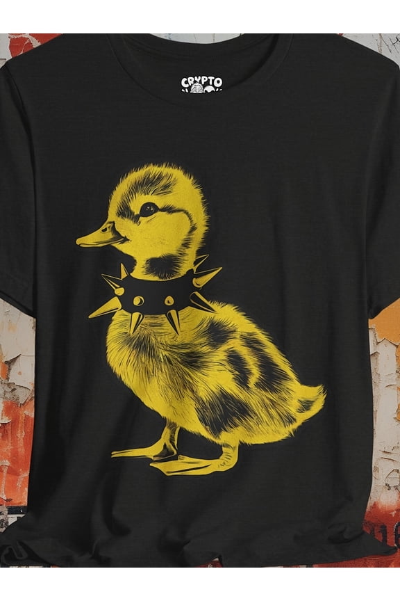 Men's Punk Rock Edgy Yellow Duckling Graphic Cotton T-Shirt