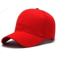 thumbnail image 1 of Men's Pure Cotton Blank Baseball Cap, Solid Color Adjustable Dad Hat, Outdoor Sun Protection Peaked Cap for Sports and Casual Wear Red, 1 of 3