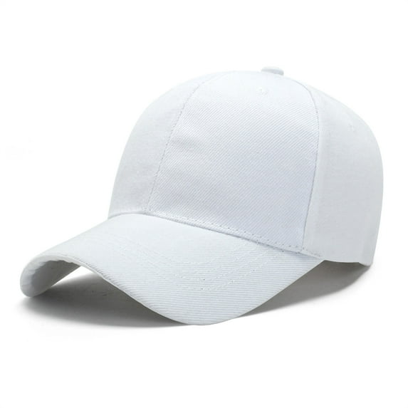 Men's Pure Cotton Blank Baseball Cap, Solid Color Adjustable Dad Hat, Outdoor Sun Protection Peaked Cap for Sports and Casual Wear White