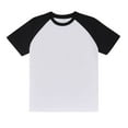 thumbnail image 1 of Men's Pure Cotton Color Blocked Patch T Shirt Solid Vintage Heavyweight Color Blocked Loose Short Sleeve BK1 M, 1 of 3