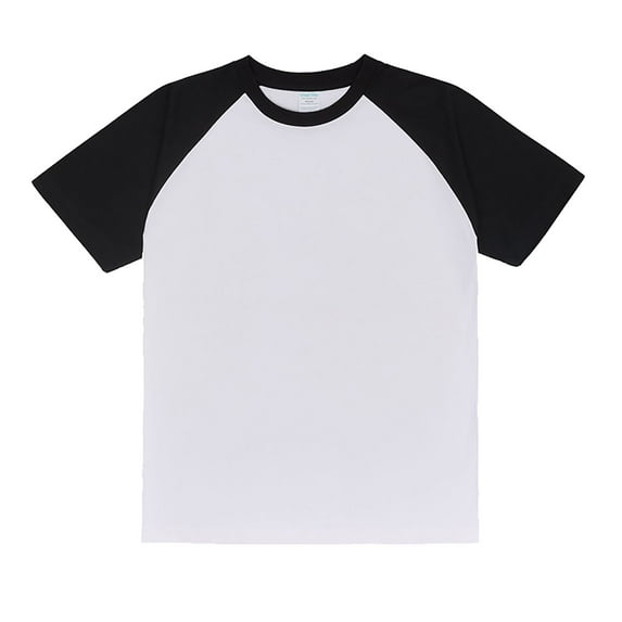 Men's Pure Cotton Color Blocked Patch T Shirt Solid Vintage Heavyweight Color Blocked Loose Short Sleeve BK1 M