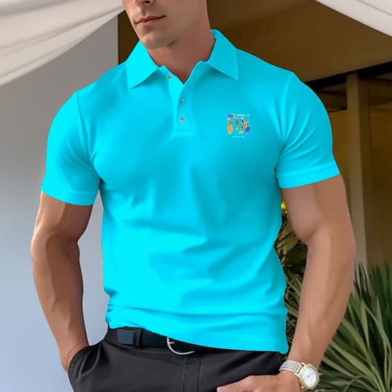 Men's Pure Cotton Polo T-Shirt with Double Sided Patterns Design