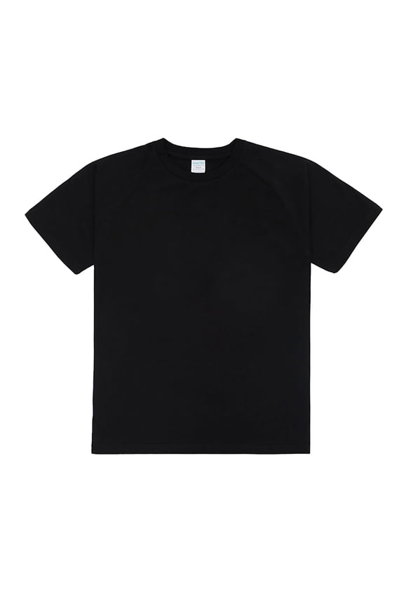 Men's Pure Cotton Raglan T Shirt Vintage Heavyweight Color Blocked Loose Short Sleeve Black S