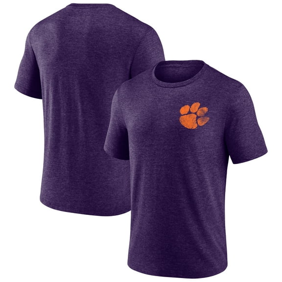 Men's Purple Clemson Tigers Distressed Primary Logo Tri-Blend T-Shirt