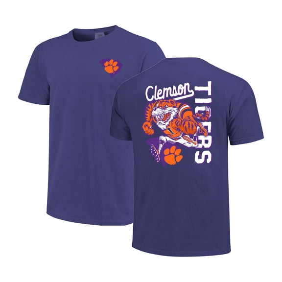 Men's Purple Clemson Tigers Sketched Mascot Comfort Colors T-Shirt