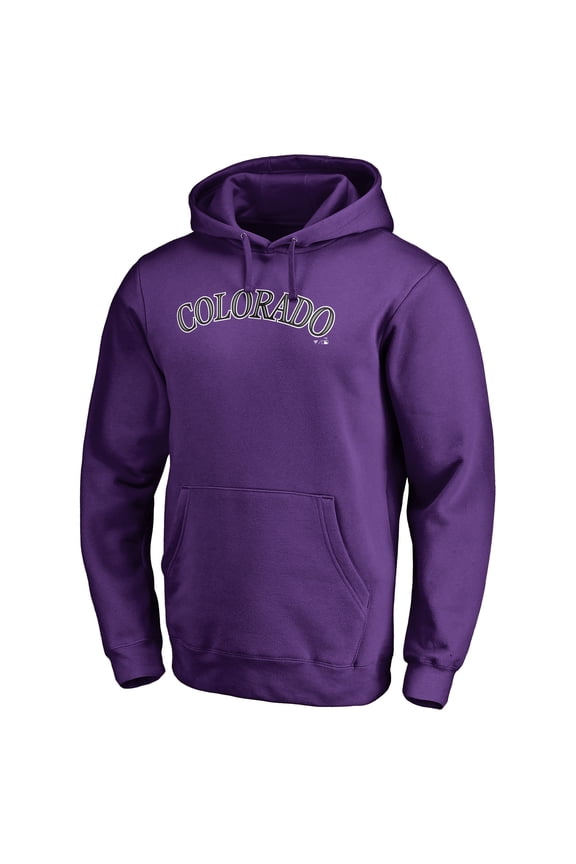Men's Purple Colorado Rockies Official Wordmark Fitted Pullover Hoodie
