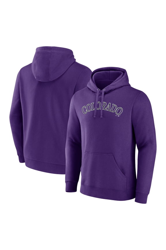 Men's Purple Colorado Rockies Official Wordmark Pullover Hoodie
