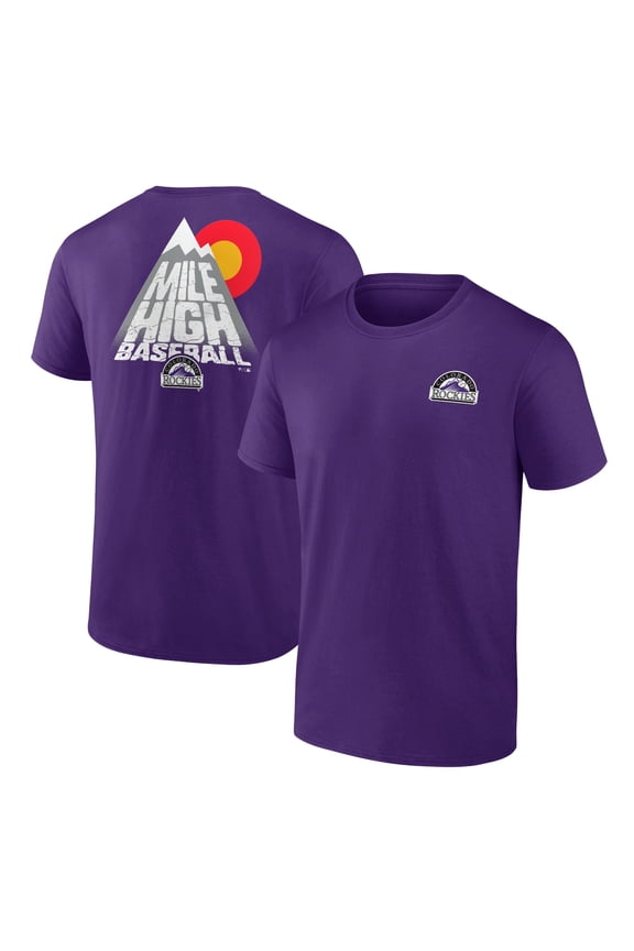 Men's Purple Colorado Rockies Team Hometown Collection Mile High Back T-Shirt