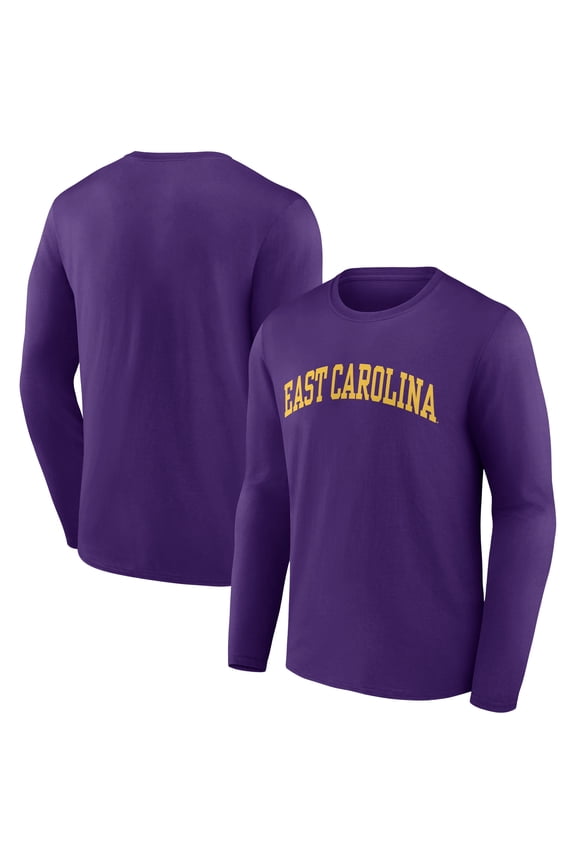 Men's Purple ECU Pirates Basic Arch Long Sleeve T-Shirt