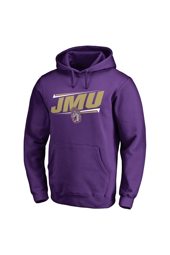 Men's Purple James Madison Dukes Double Bar Pullover Hoodie