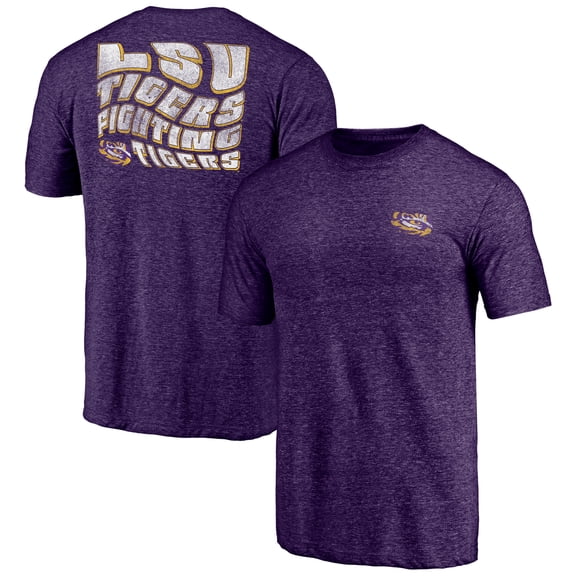 Men's Purple LSU Tigers Wavy Logo Tri-Blend T-Shirt