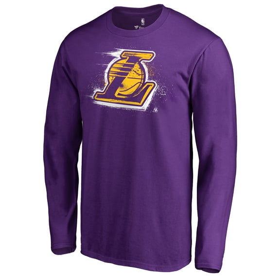 Men's Purple Los Angeles Lakers Splatter Logo Long Sleeve T-Shirt