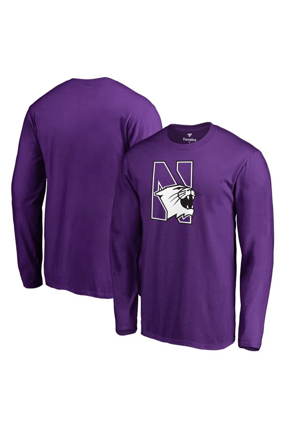 Men's Purple Northwestern Wildcats Primary Team Logo Long Sleeve T-Shirt