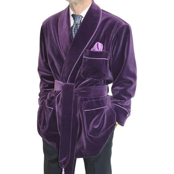 Men's Purple Smoking Robes Jackets Evening Wear Velvet Smoking Jackets Coats 