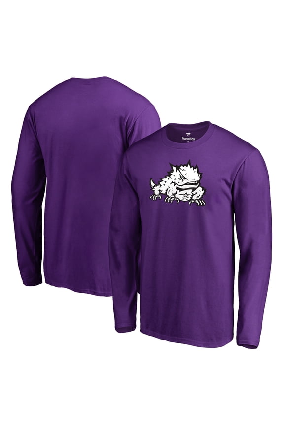 Men's Purple TCU Horned Frogs Primary Team Logo Long Sleeve T-Shirt
