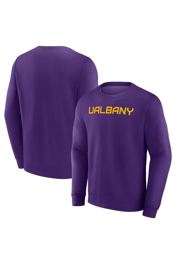 Men's Purple UAlbany Great Danes Short Name Fleece Pullover Sweatshirt
