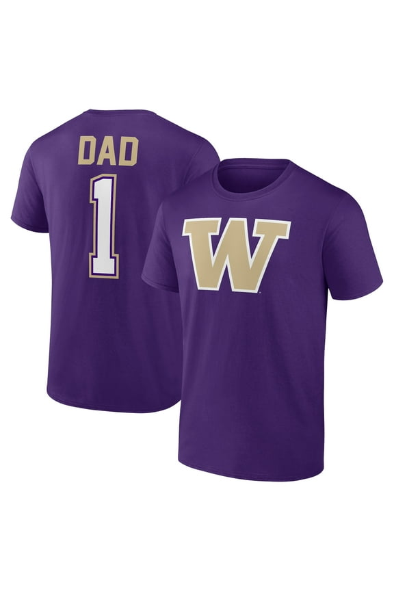 Men's Purple Washington Huskies Father's Day #1 Dad T-Shirt