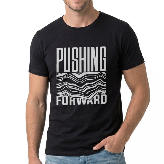 Men's Pushing Forward Wave Pattern Design Graphic T-Shirt, Premium Cotton Short Sleeve Crew Neck Tee