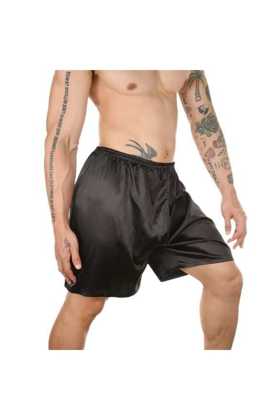 Men's Pyjama Bottoms Silk Satin Boxer Short Underpants Lightweight Underwear Loungewear