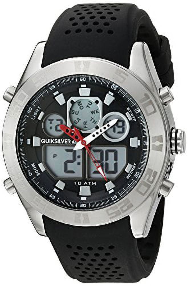 Men s QS 1017BKSV THE FIFTY50 Digital Chronograph Black Silicone