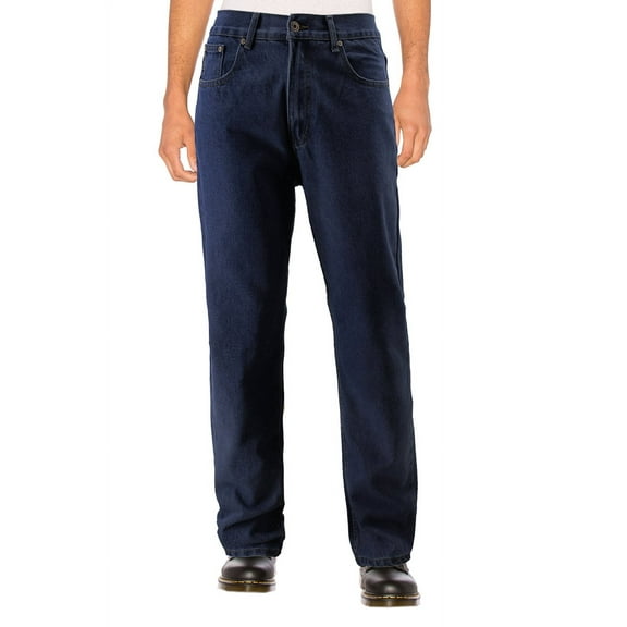 Men's Quality Cotton Denim Comfort Fit Casual Straight Leg Work Jean Pants (71 Raw Denim Blue, 32W x 30L)