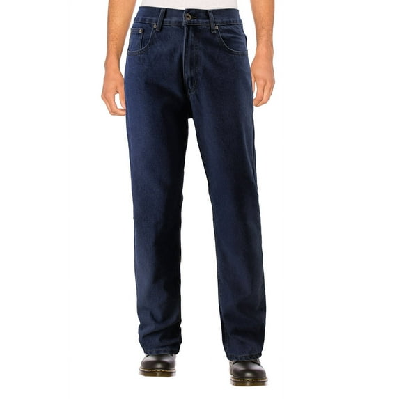 Men's Quality Cotton Denim Comfort Fit Casual Straight Leg Work Jean Pants (71 Raw Denim Blue, 42W x 30L)