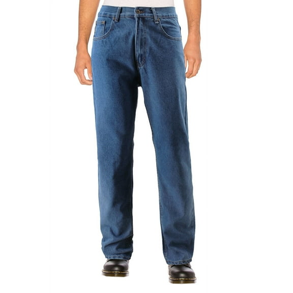 Men's Quality Cotton Denim Comfort Fit Casual Straight Leg Work Jean Pants (Light Blue, 32W x 30L)