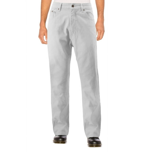 Men's Quality Cotton Denim Comfort Fit Casual Straight Leg Work Jean Pants (White, 42W x 30L)