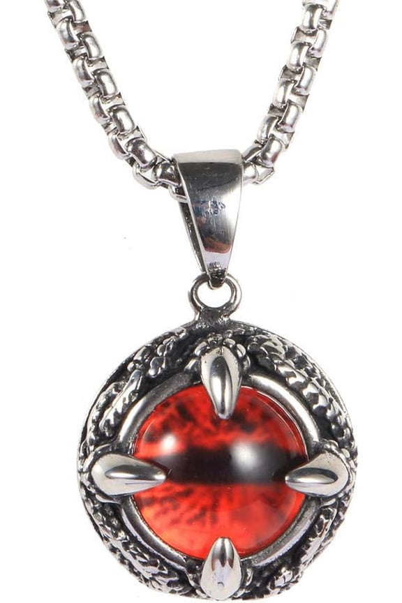 Men's Quality Stainless Professional Steel Vintage Hip Hop Dragon Claw Red Demon Eye Pendant Necklace 21.6 Inch Chain[c506]