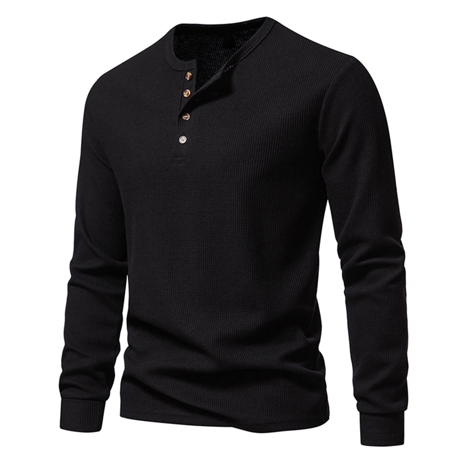 Men's Quarter Button Knitted Henley Shirts Long Sleeve Slim Men's Quarter Button Knitted Henley Shirts Long Sleeve Slim