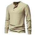thumbnail image 1 of Men's Quarter Button Knitted Henley Shirts Long Sleeve Slim Fit Lightweight Ribbed Pullover Sweater Waffle T-Shirts, 1 of 4