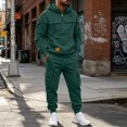 thumbnail image 1 of Men's Quarter Zip Cargo Tracksuit Two Piece Outfit Multi Pockets Hoodie and Jogger Pants Drawstring Casual Athletic Set 2XL, 1 of 7