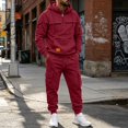 thumbnail image 1 of Men's Quarter Zip Cargo Tracksuit Two Piece Outfit Multi Pockets Hoodie and Jogger Pants Drawstring Casual Athletic Set 3XL, 1 of 7