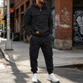 thumbnail image 1 of Men's Quarter Zip Cargo Tracksuit Two Piece Outfit Multi Pockets Hoodie and Jogger Pants Drawstring Casual Athletic Set L, 1 of 7