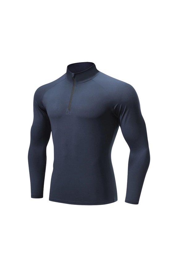 Men's Quarter Zip Compression Shirts Long Sleeve Mock Turtleneck Workout Tops, Quick Dry Stretch Athletic Baselayer Undershirt for Running Basketball