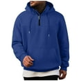 thumbnail image 1 of Men's Quarter Zip Fleece Hoodies Long Sleeve Casual Sweatshirt Running Workout Solid Color Drawstring Lightweight Pullover with Pockets, 1 of 5