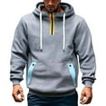 thumbnail image 1 of Men's Quarter Zip Hoodie Tactical Pullover with Color Block Kangaroo Pocket Casual Gym Athletic Loose Hooded Sweatshirts, 1 of 6