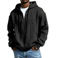 thumbnail image 1 of Men's Quarter Zip Hoodies Sweatshirt Jacquard Texture Casual Long Sleeve Pullover Sweaters M-3XL, 1 of 4