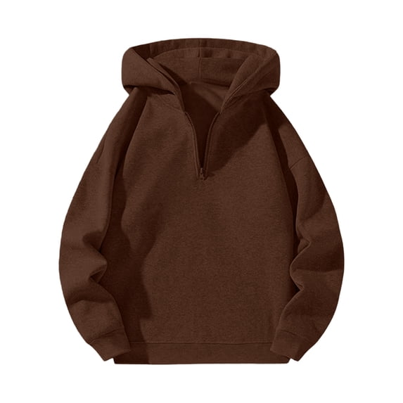 Men's Quarter Zip Hoodies Zip Up Hoodie Long Sleeve Drop Shoulder Sweatshirt Casual Pullover,S