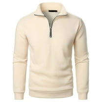 Men's Quarter Zip Knit Polo Sweater - Slim Fit Long Sleeve Stand Collar Casual Golf Shirt