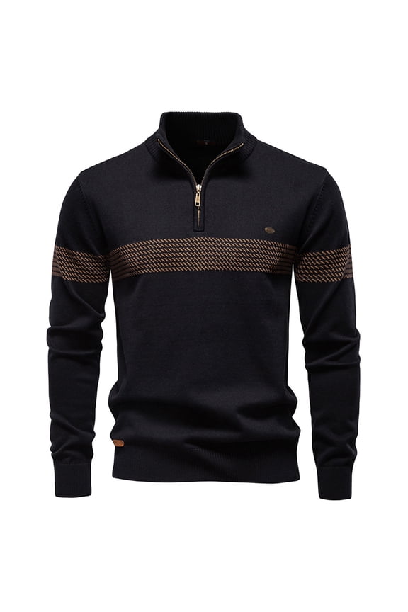 Men's Quarter Zip Knit Sweater Long Sleeve Mock Neck Pullover Casual Work Top